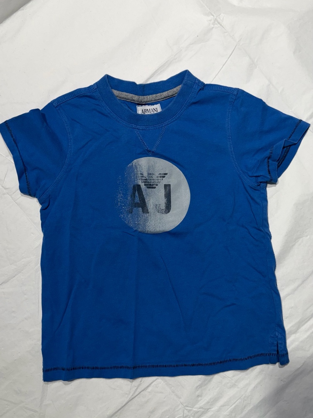 Armani Junior Royal Blue AJ Logo Short Sleeve Tee